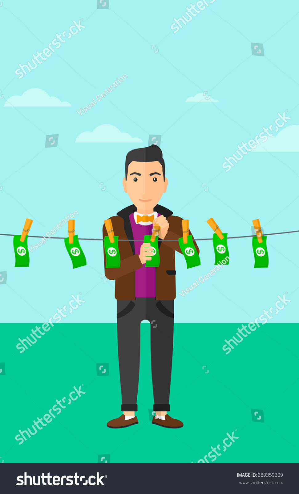 Man loundering money. - Royalty Free Stock Vector 389359309 - Avopix.com