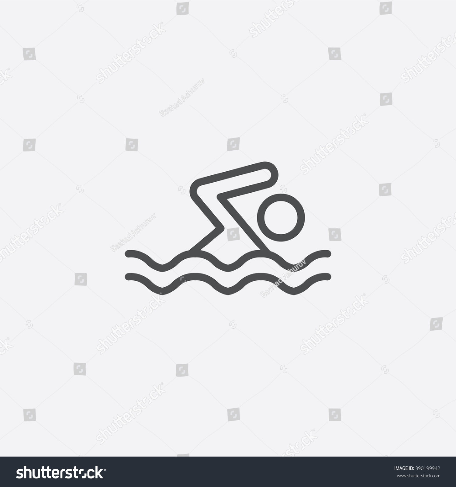 line swimming man Icon #390199942