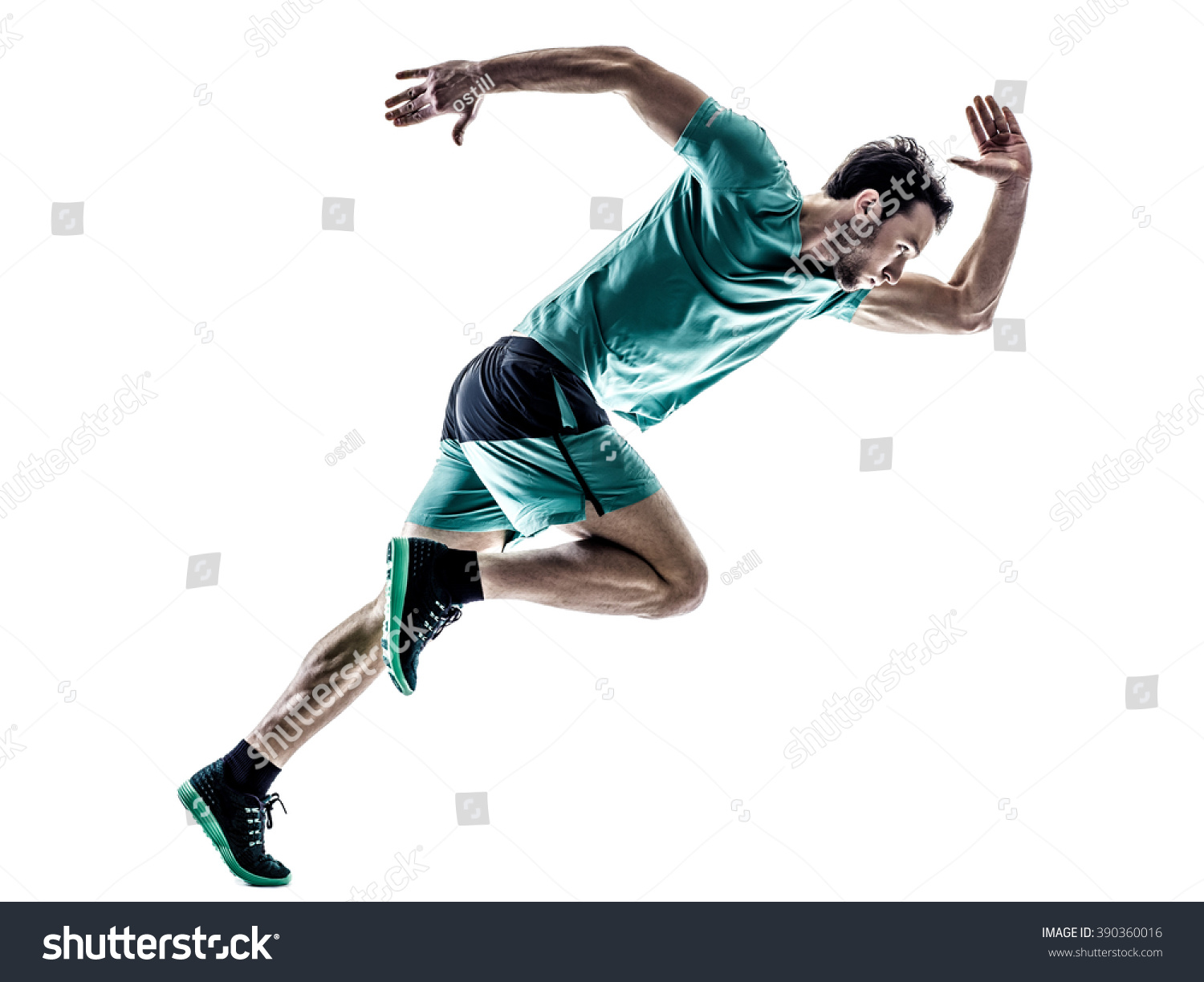 man runner jogger running  isolated #390360016