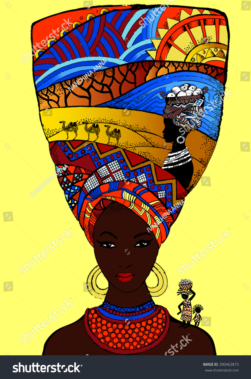 Beautiful Black Womanafrican Woman Royalty Free Stock Vector 390463873 4045