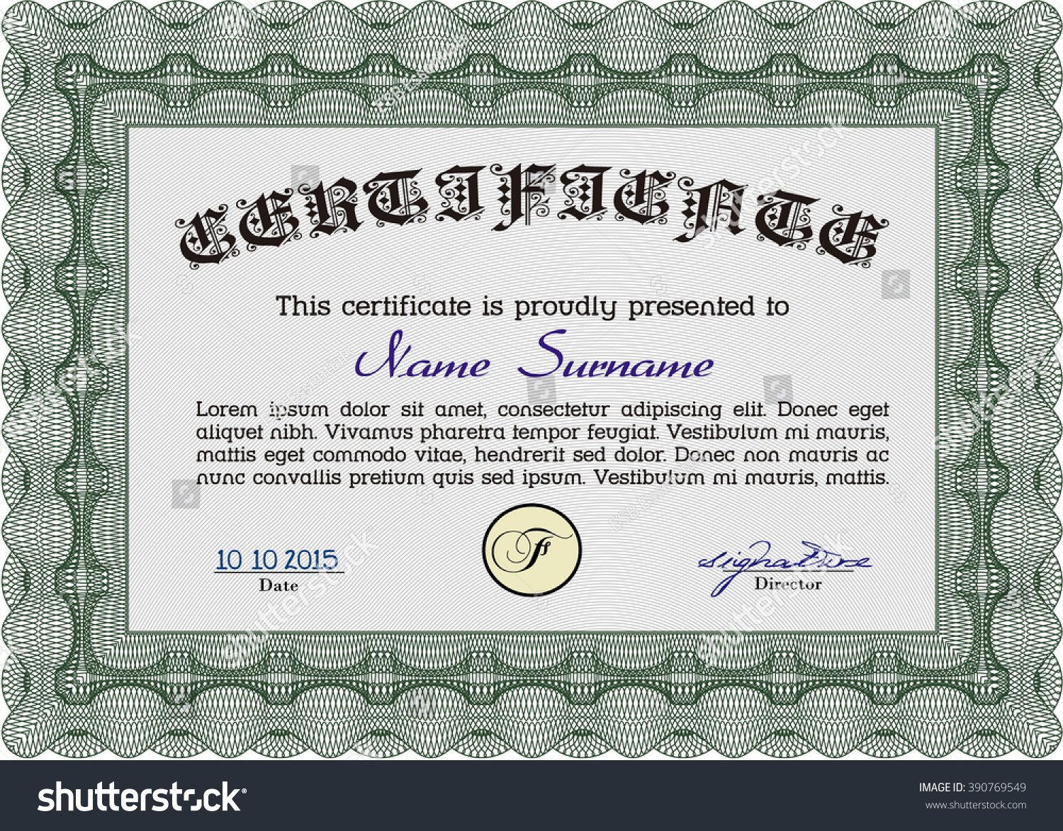 Green Sample Diploma. Frame certificate template - Royalty Free Stock ...