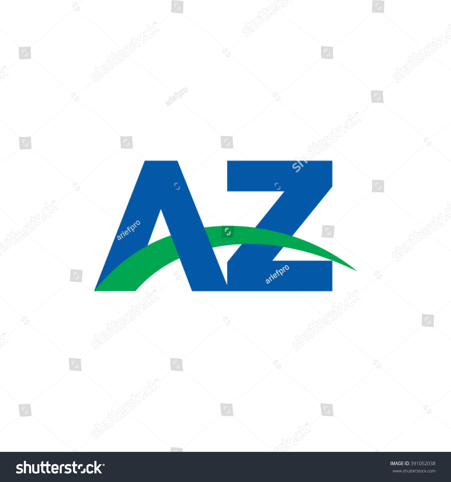 AZ initial overlapping swoosh letter logo blue - Royalty Free Stock ...