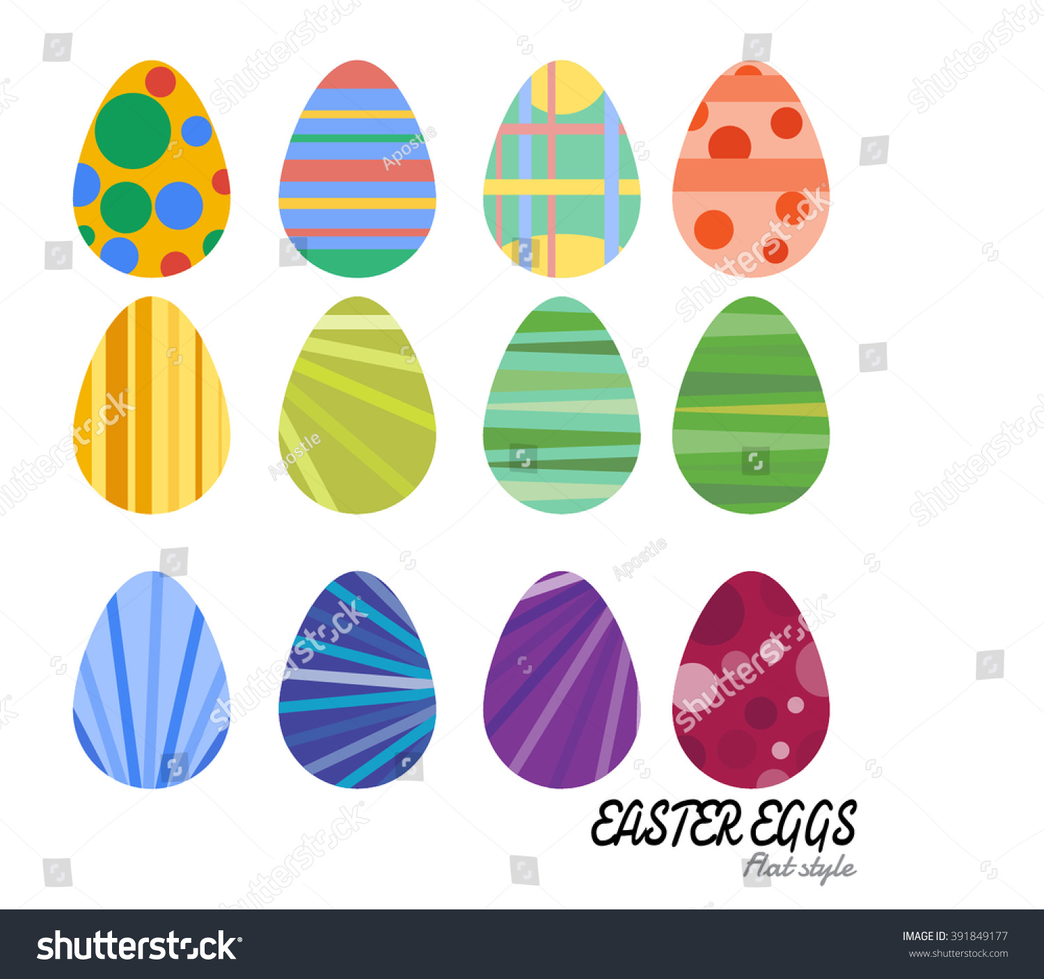 Easter eggs vector flat icons. Easter eggs. Flowers concept. Easter Vector Art, Stock Vector #391849177
