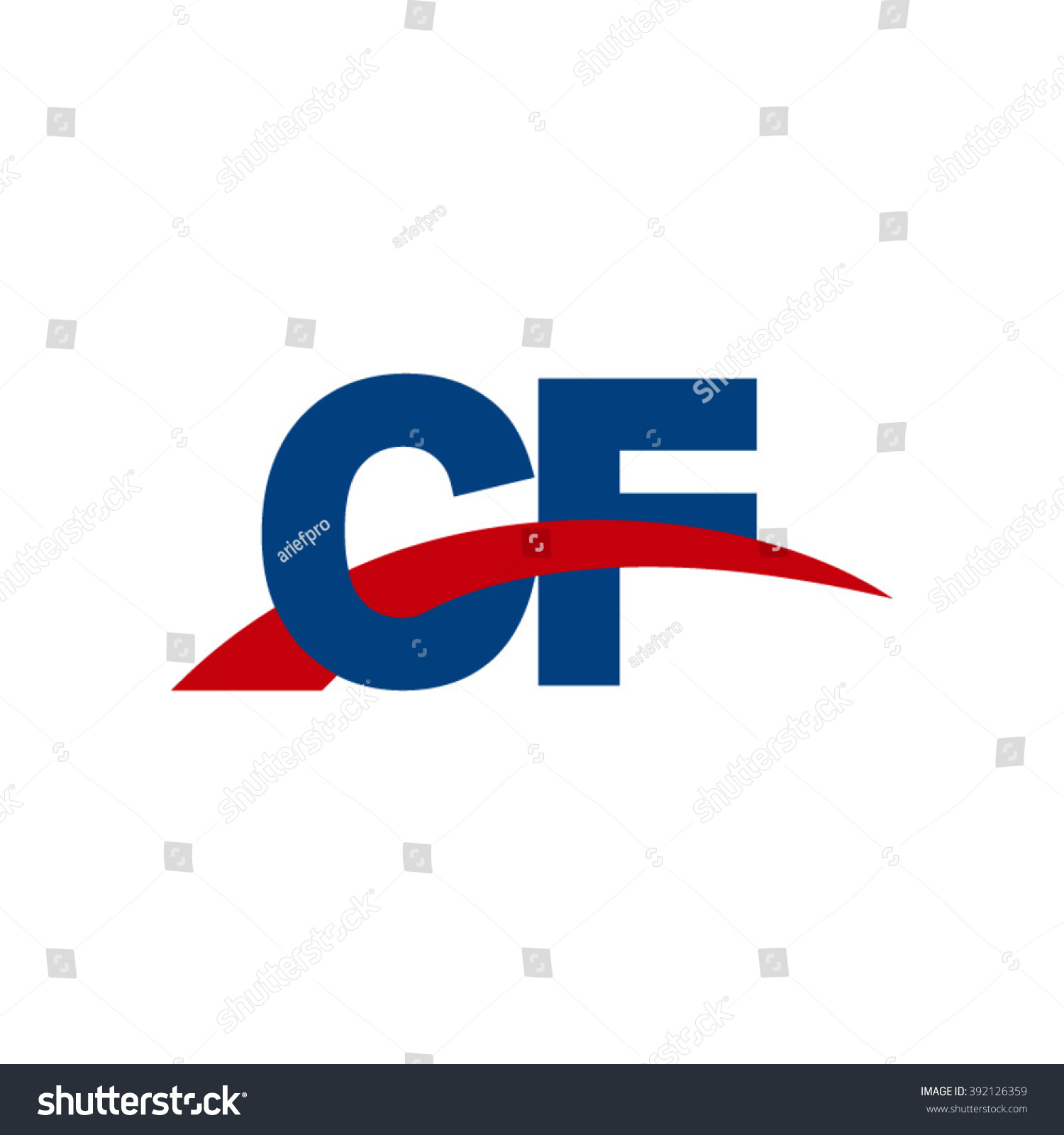 CF initial overlapping swoosh letter logo blue - Royalty Free Stock ...