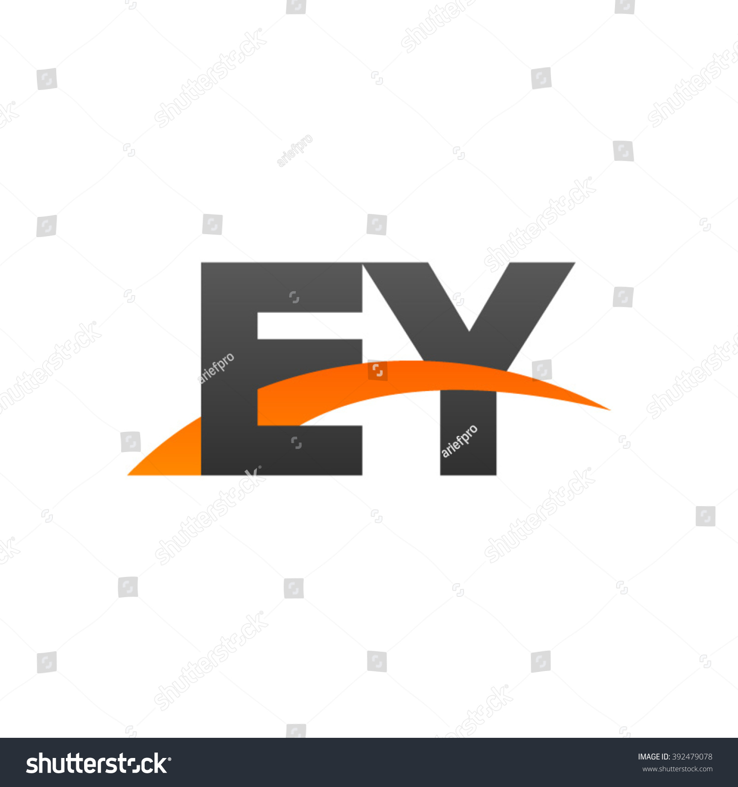 EY initial overlapping swoosh letter logo black - Royalty Free Stock ...