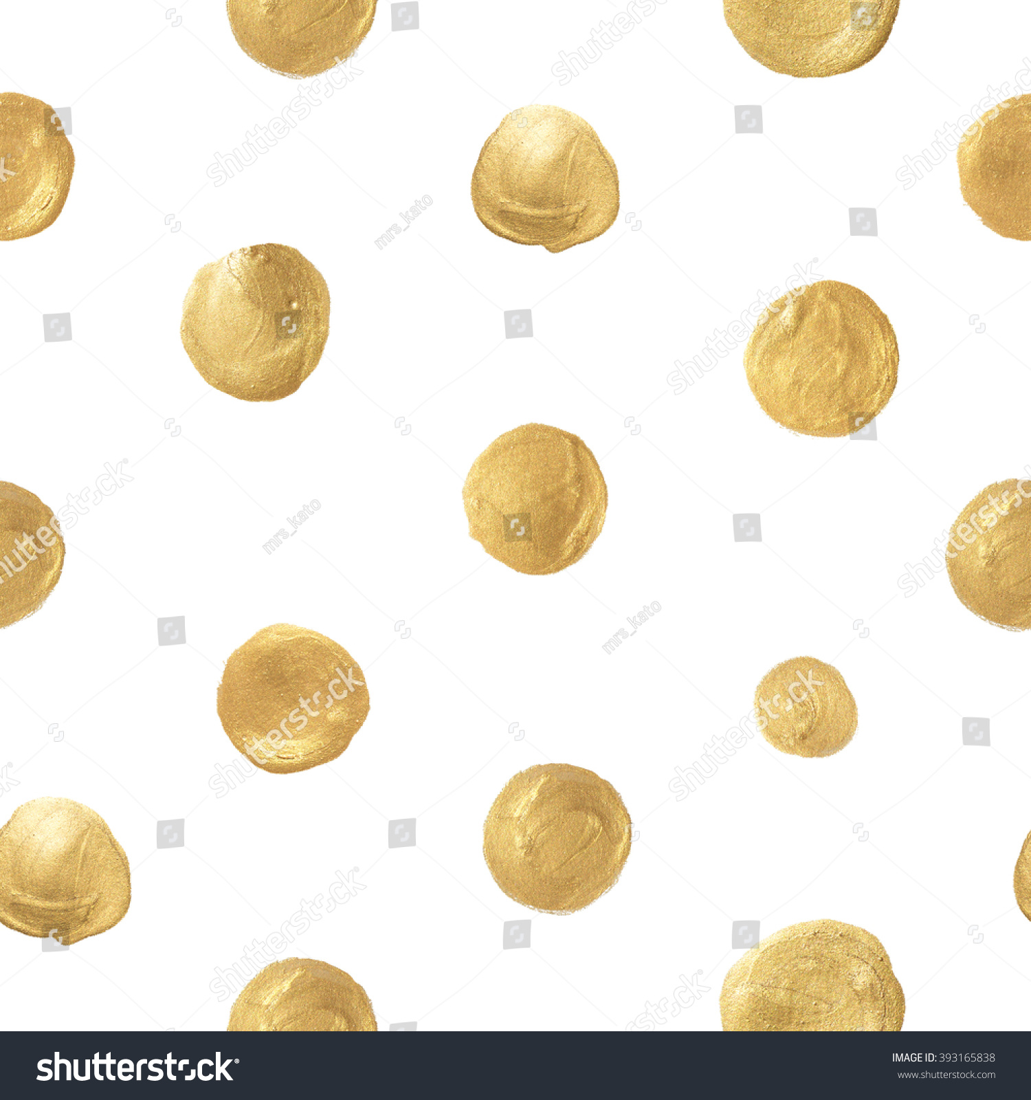 Seamless pattern with polka dots. Painted golden circles on white background.  #393165838