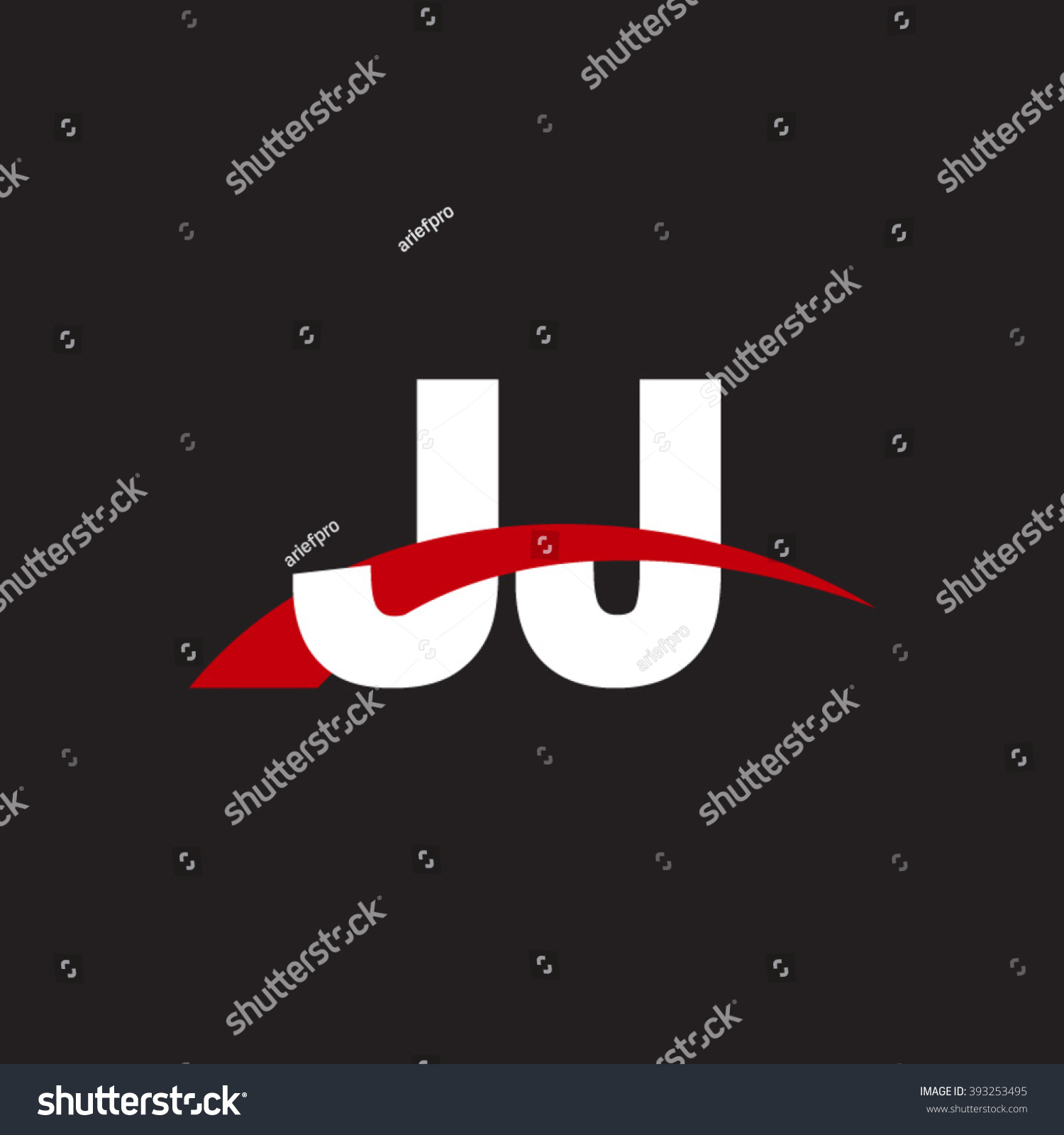 JJ initial overlapping swoosh letter logo white - Royalty Free Stock ...