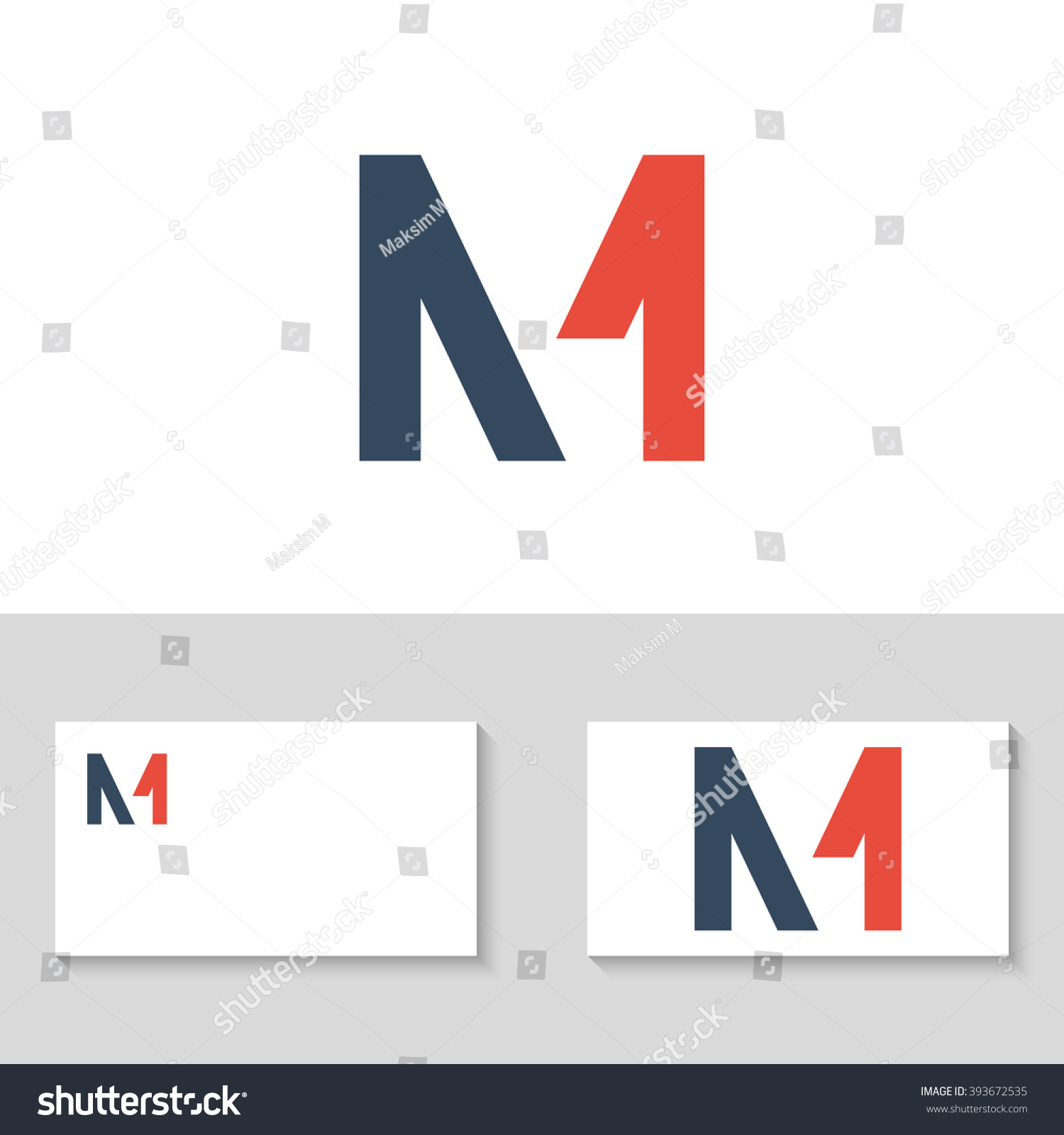 Unusual minimal monogram M and 1. Business logo template #393672535
