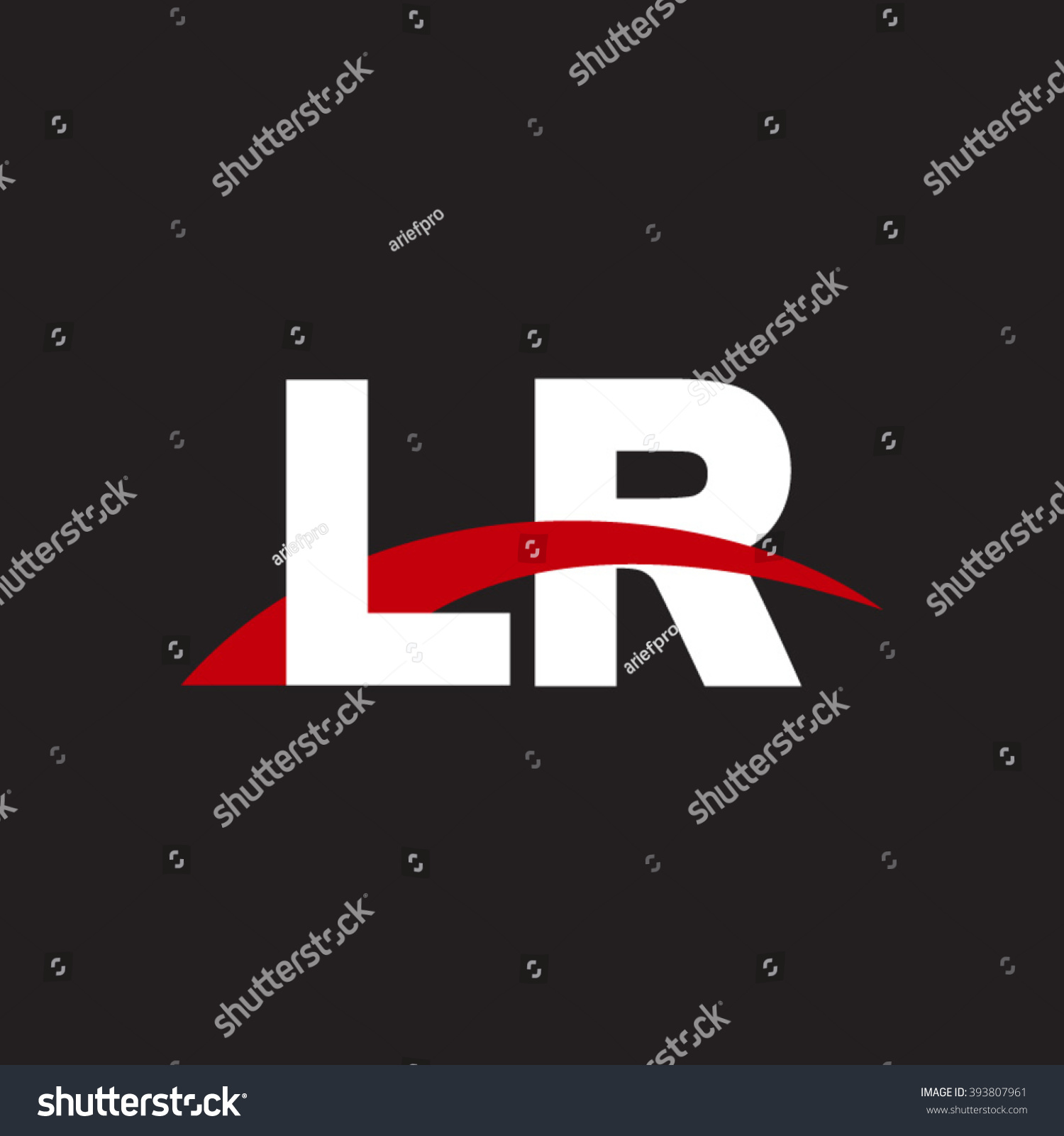 LR Initial Overlapping Swoosh Letter Logo White - Royalty Free Stock ...