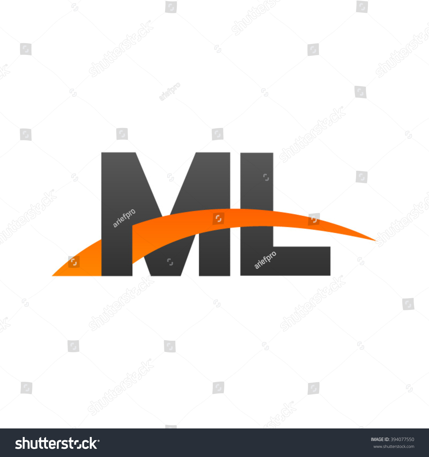 Ml Initial Overlapping Swoosh Letter Logo Black Royalty Free Stock