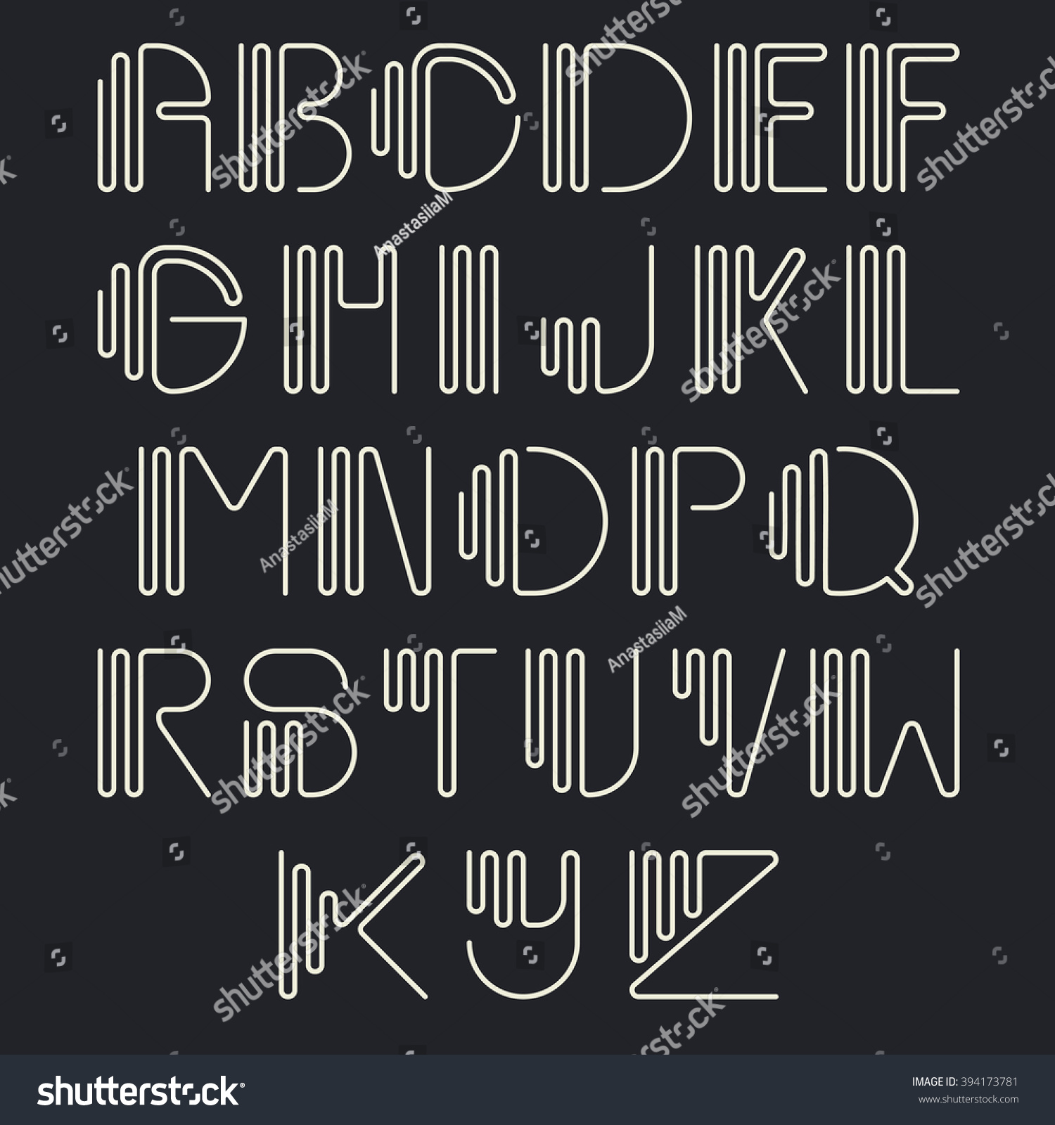 Original curved latin alphabet set. Linear - Royalty Free Stock Photo ...