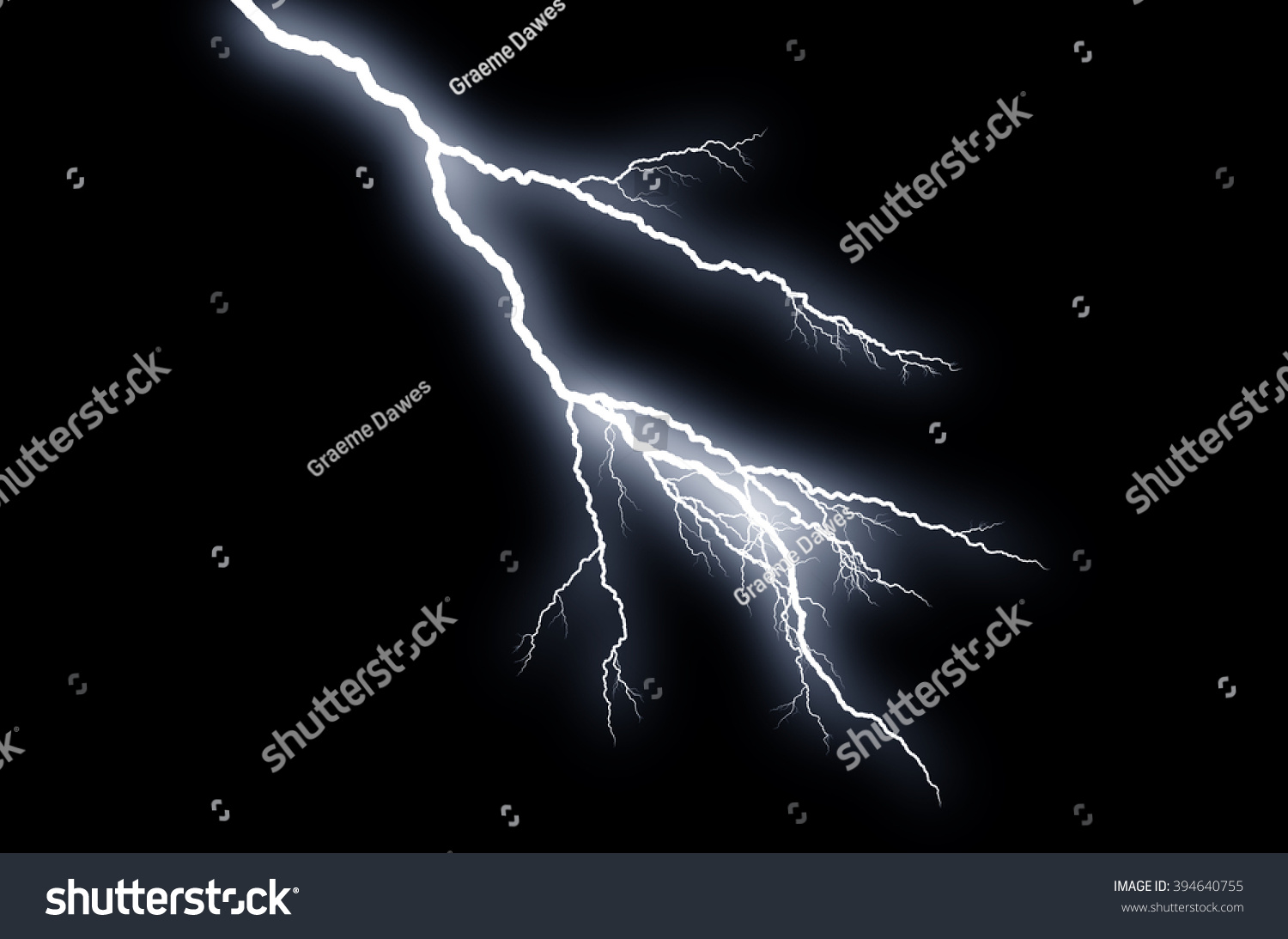 Fork Lightning: lightning bolt, isolated against black ground
 #394640755