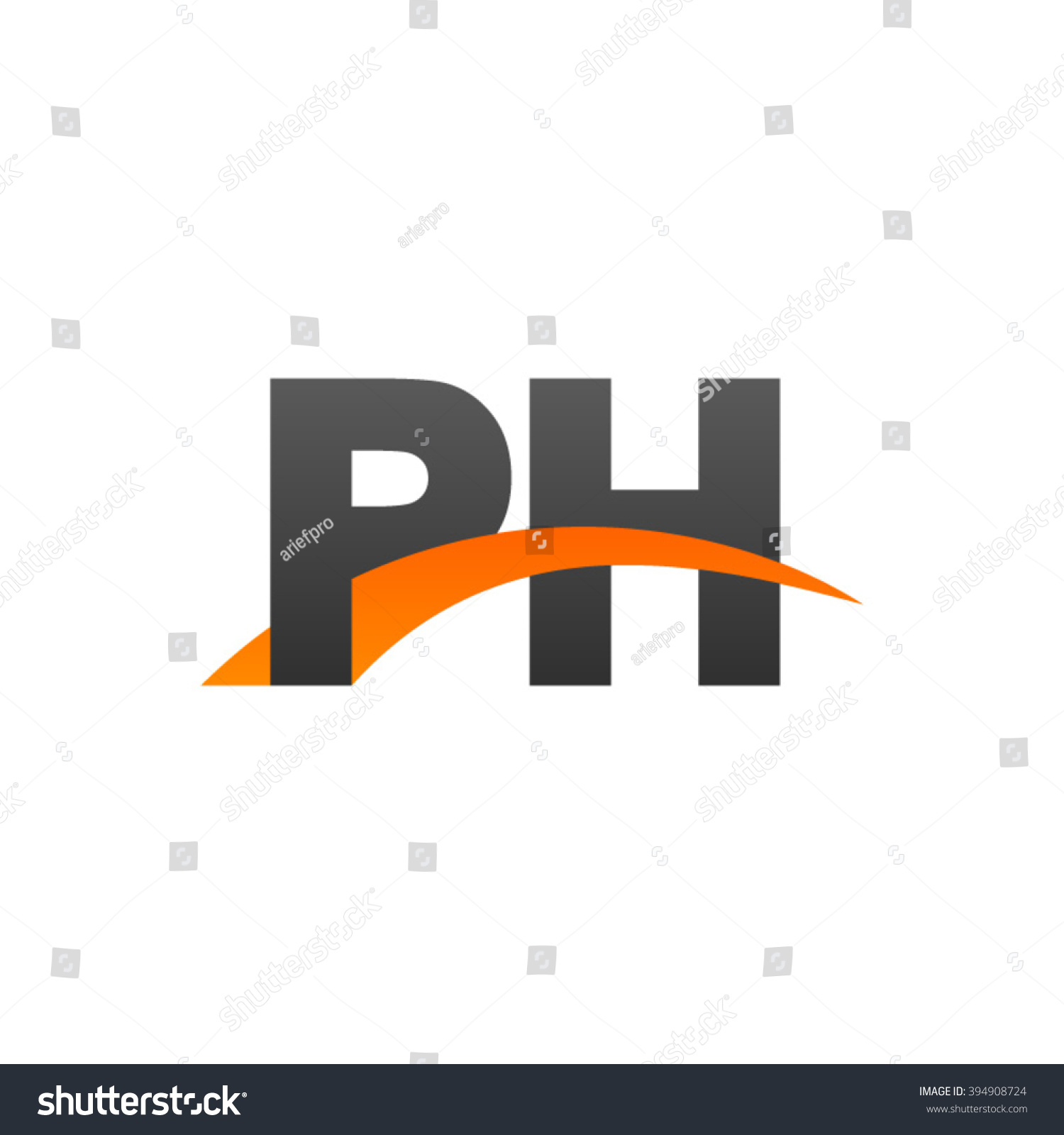 PH initial overlapping swoosh letter logo black - Royalty Free Stock ...