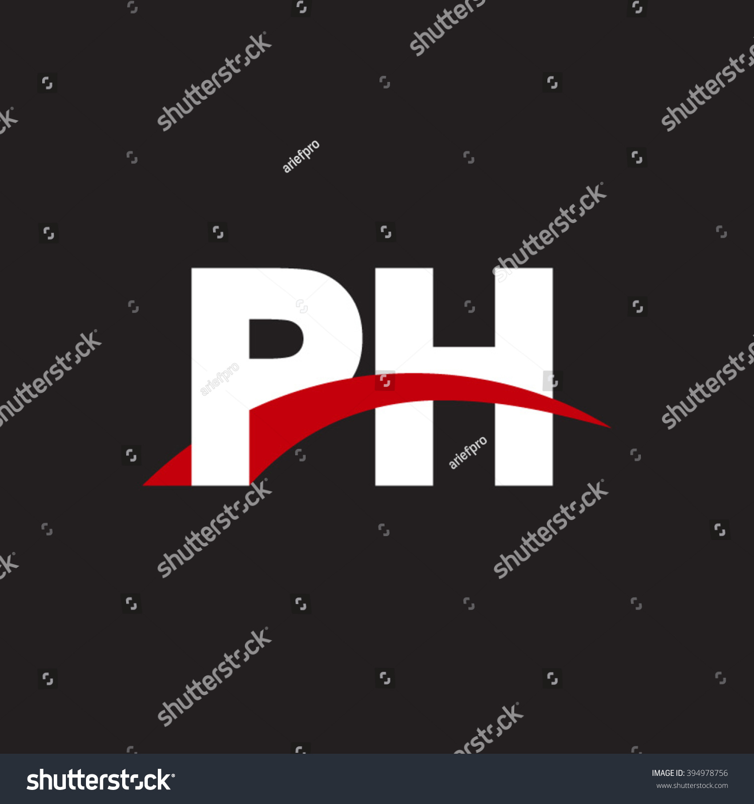 PH initial overlapping swoosh letter logo white - Royalty Free Stock ...