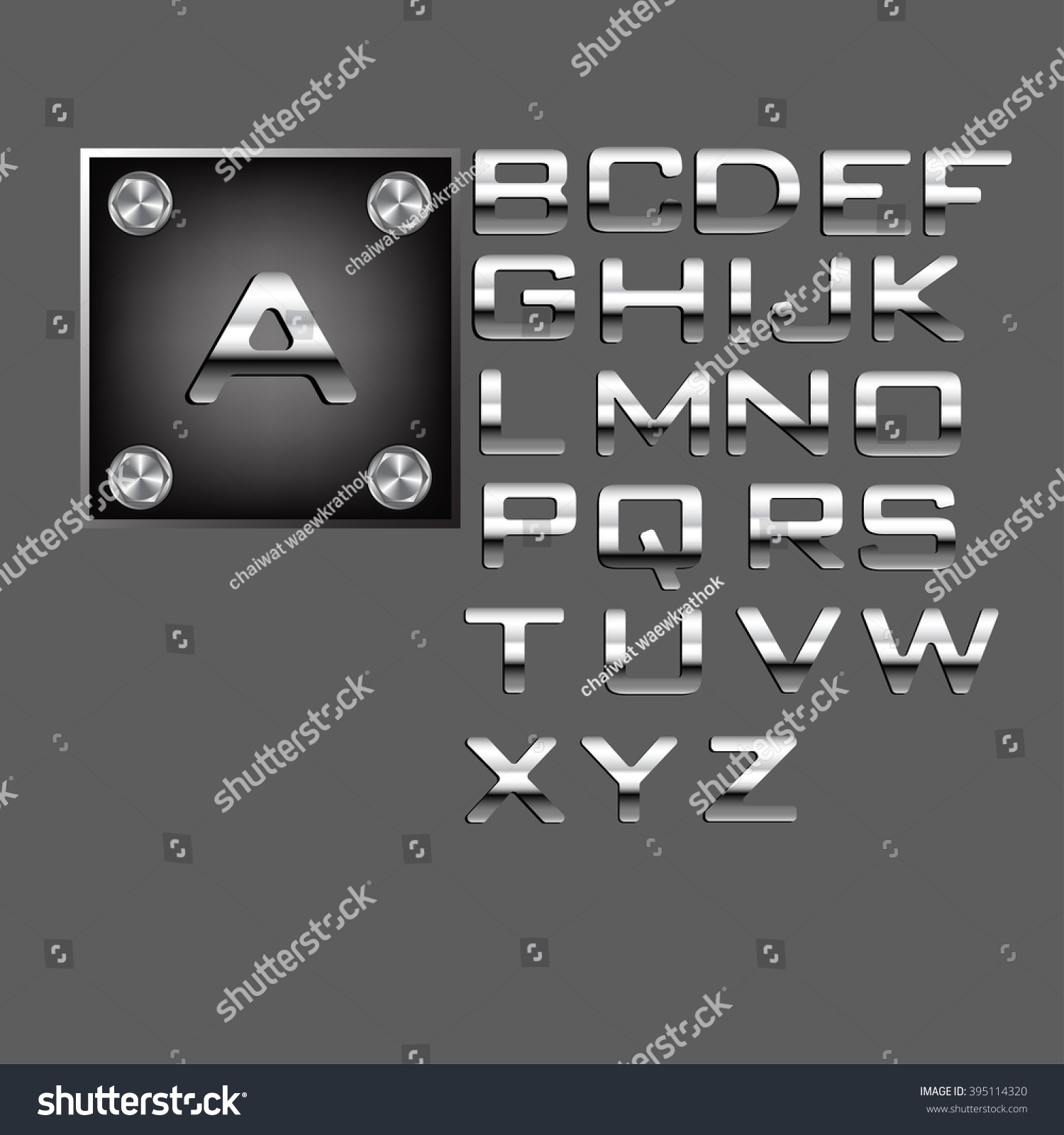 Metallic silver alphabet letters collection - - Royalty Free Stock ...