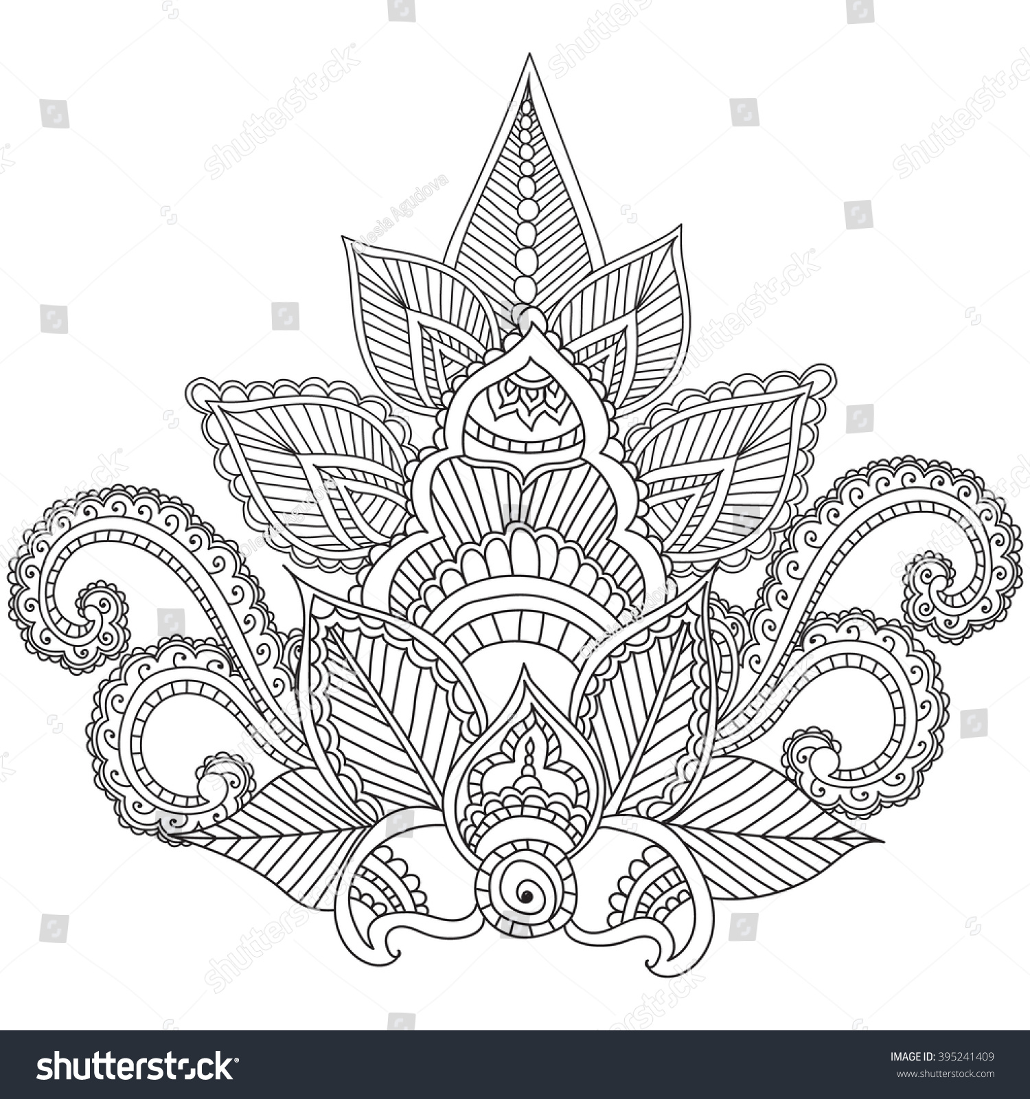 Coloring Pages For Adults Henna Mehndi Doodles Abstract Floral Paisley Design Elements Mandala