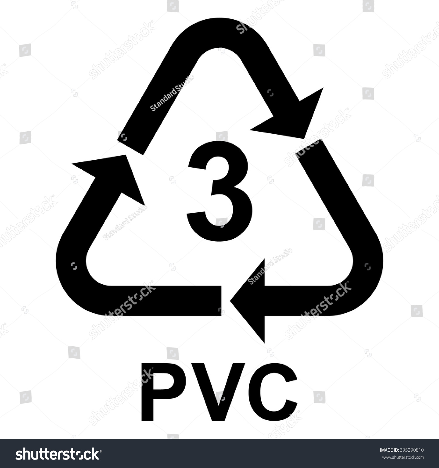 Plastic recycling symbol PVC 3 , Plastic recycling code PVC 3 , vector illustration #395290810