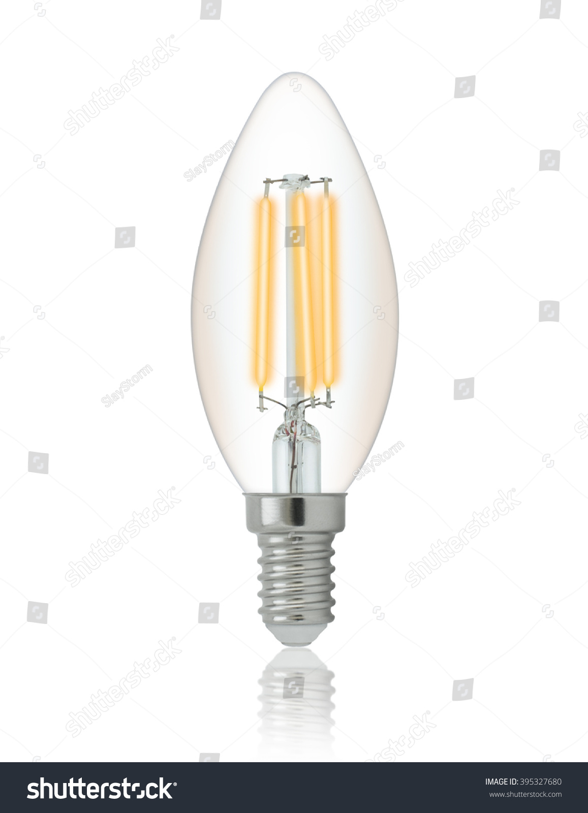 LED filament light bulb (E14). With clipping path #395327680