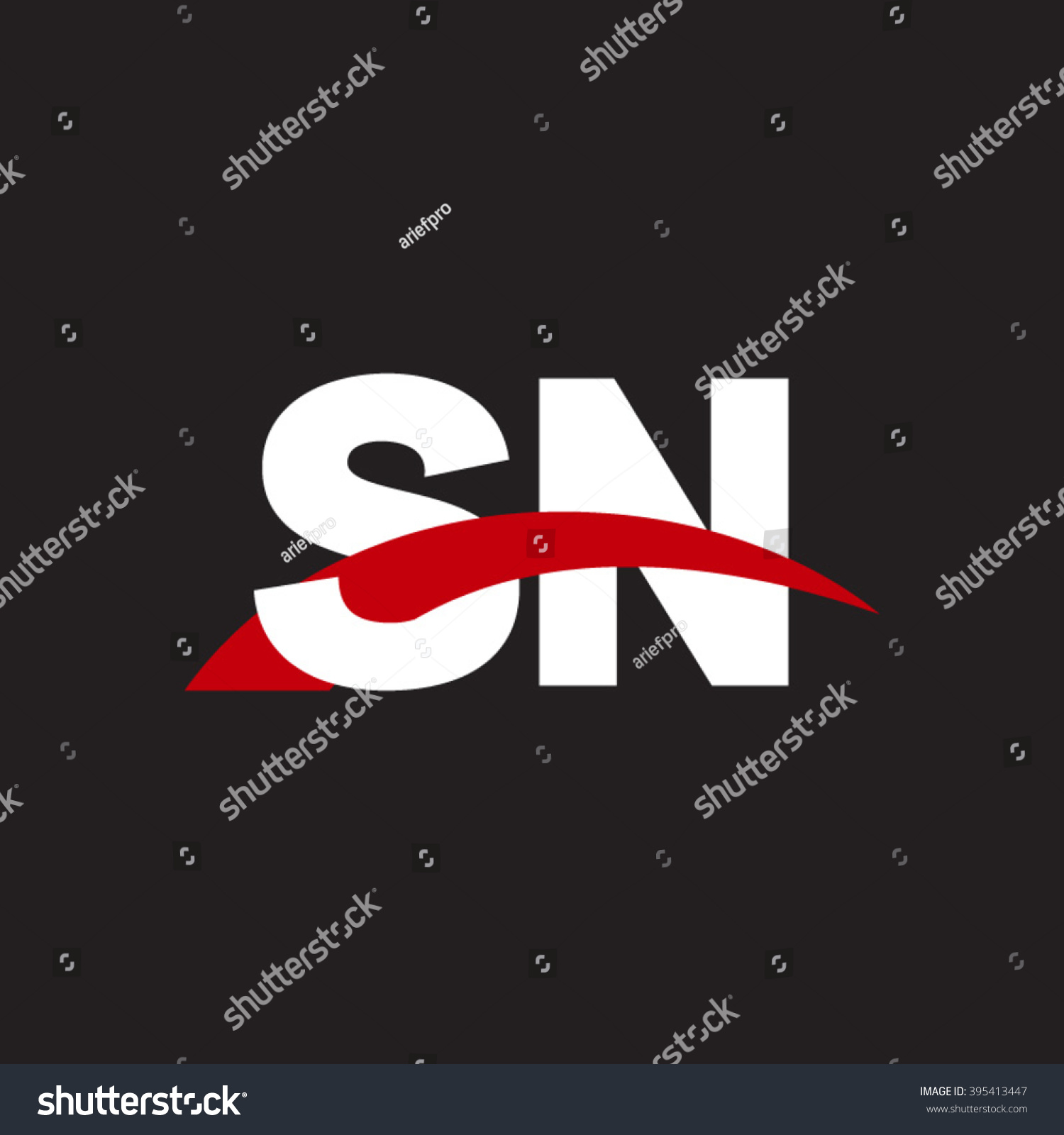 SN initial overlapping swoosh letter logo white - Royalty Free Stock ...