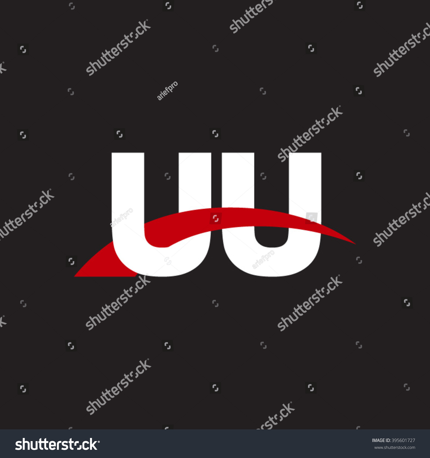 UU initial overlapping swoosh letter logo white - Royalty Free Stock ...