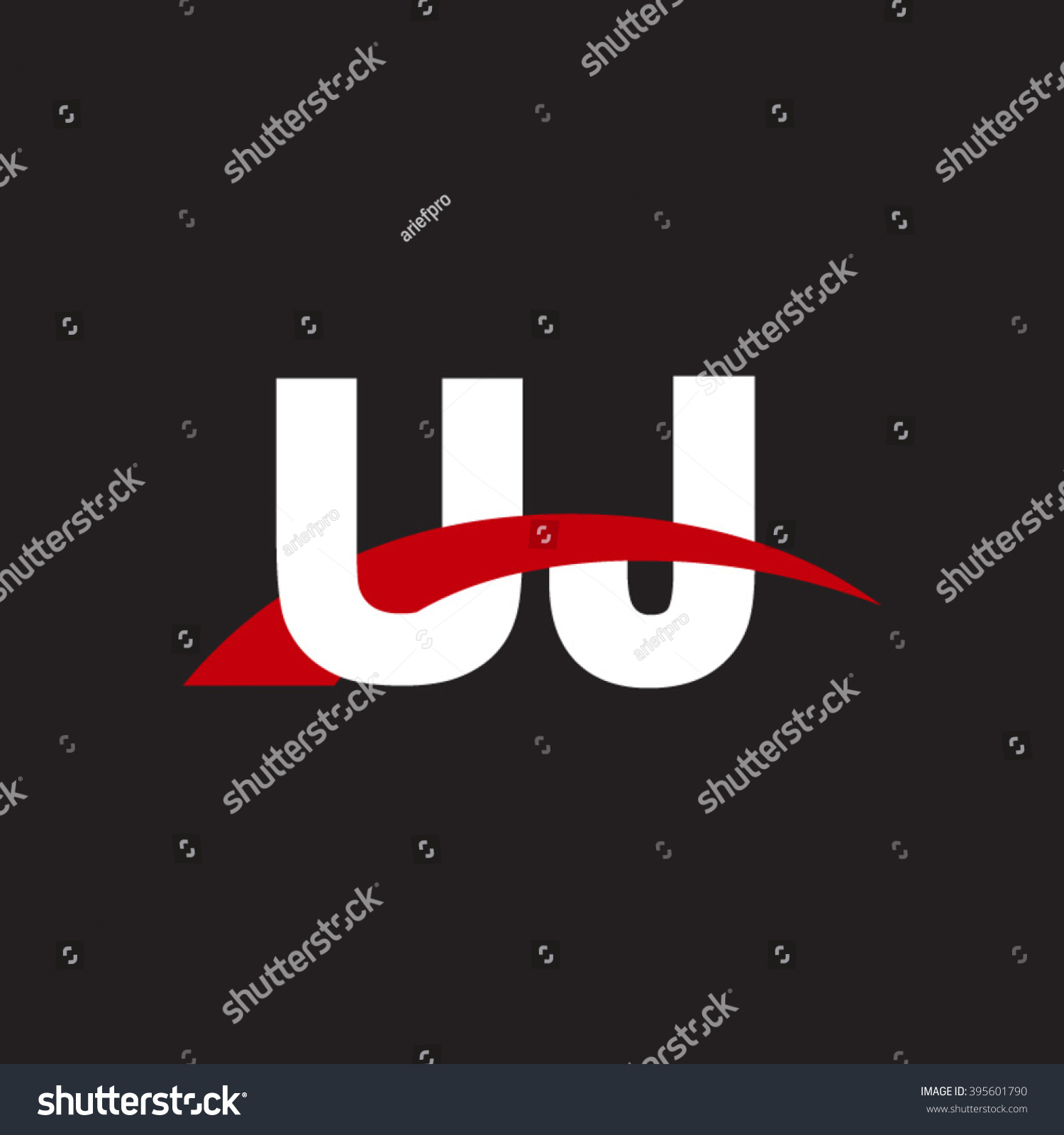 UJ initial overlapping swoosh letter logo white - Royalty Free Stock ...