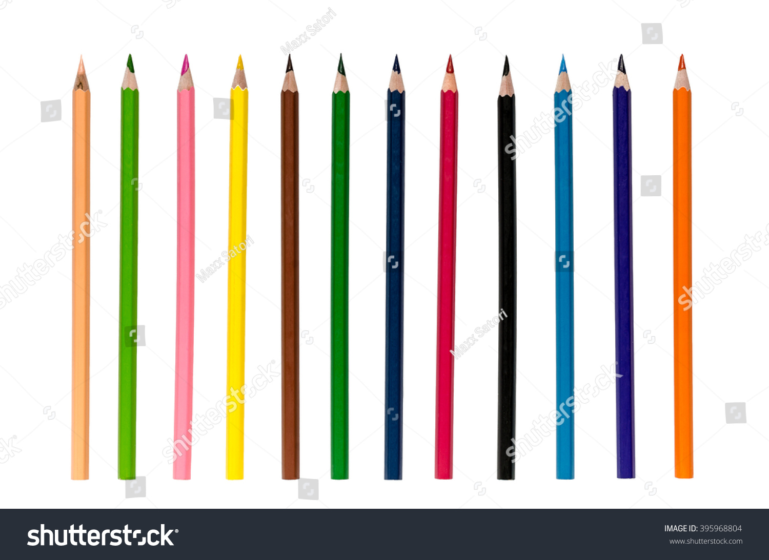 Color pencils isolated on white background close up with Clipping path.Beautiful color pencils.Color pencils for drawing. #395968804