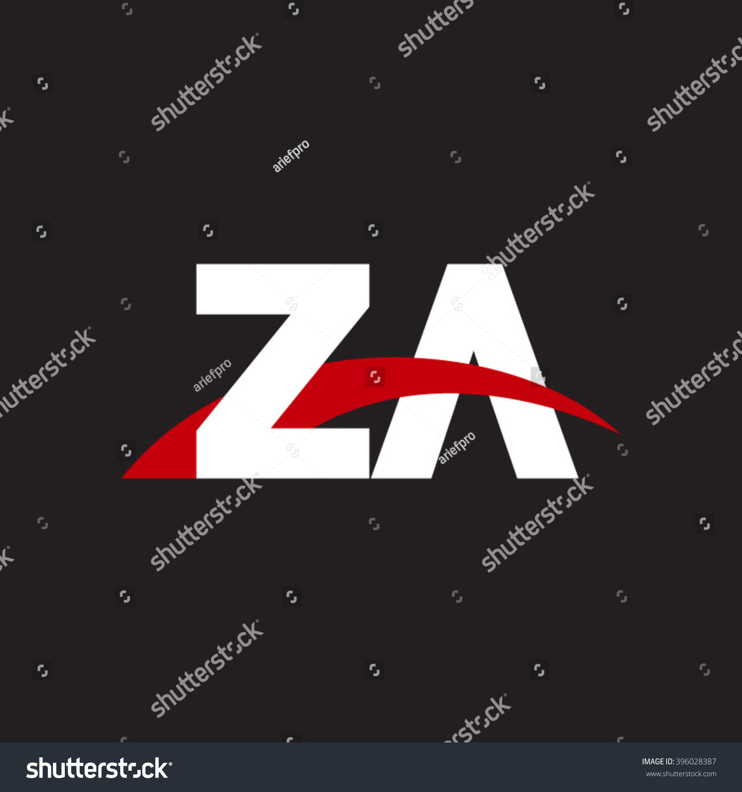 ZA initial overlapping swoosh letter logo white - Royalty Free Stock ...