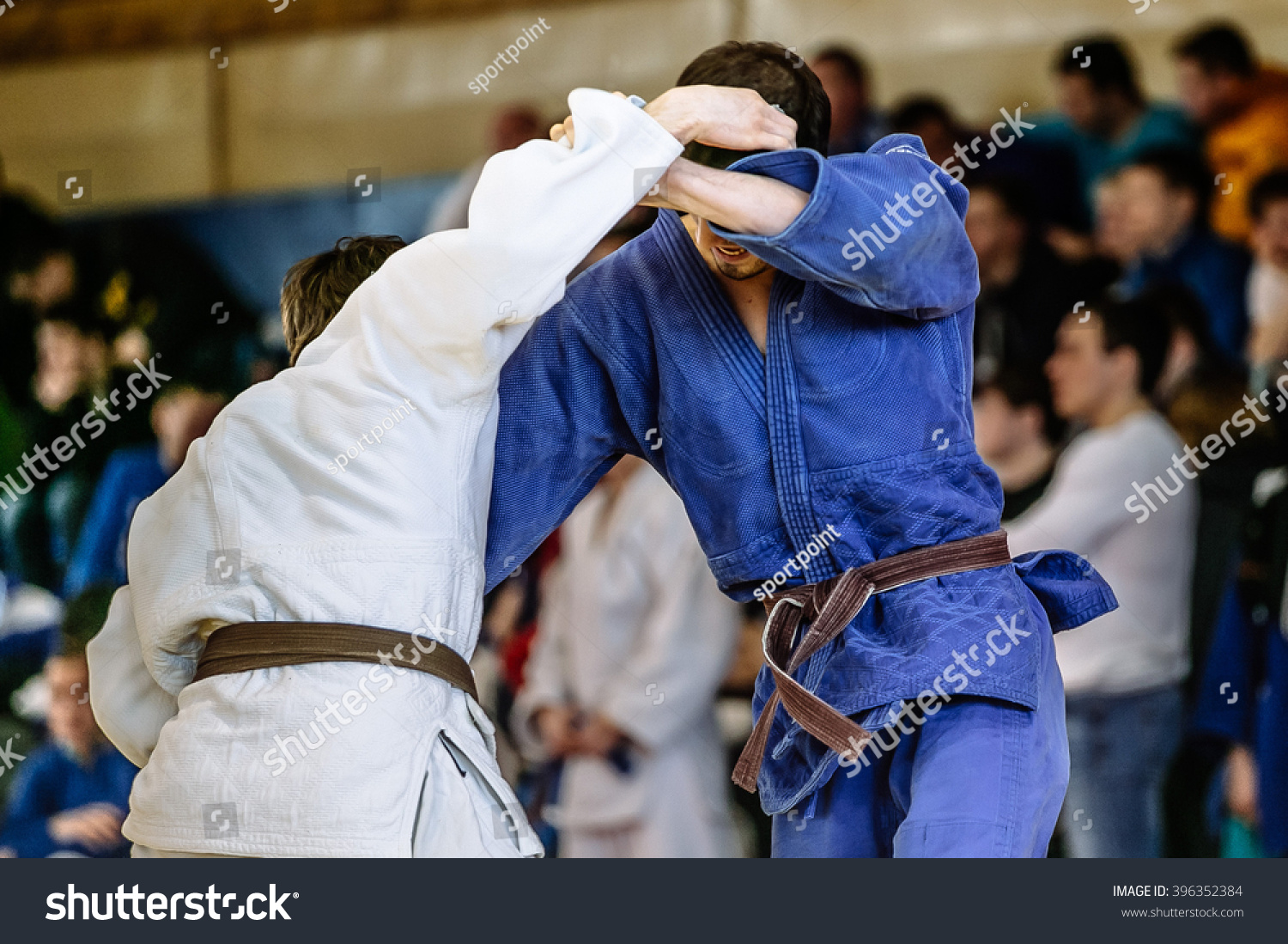 judokas fighters during fight in judo competitions #396352384