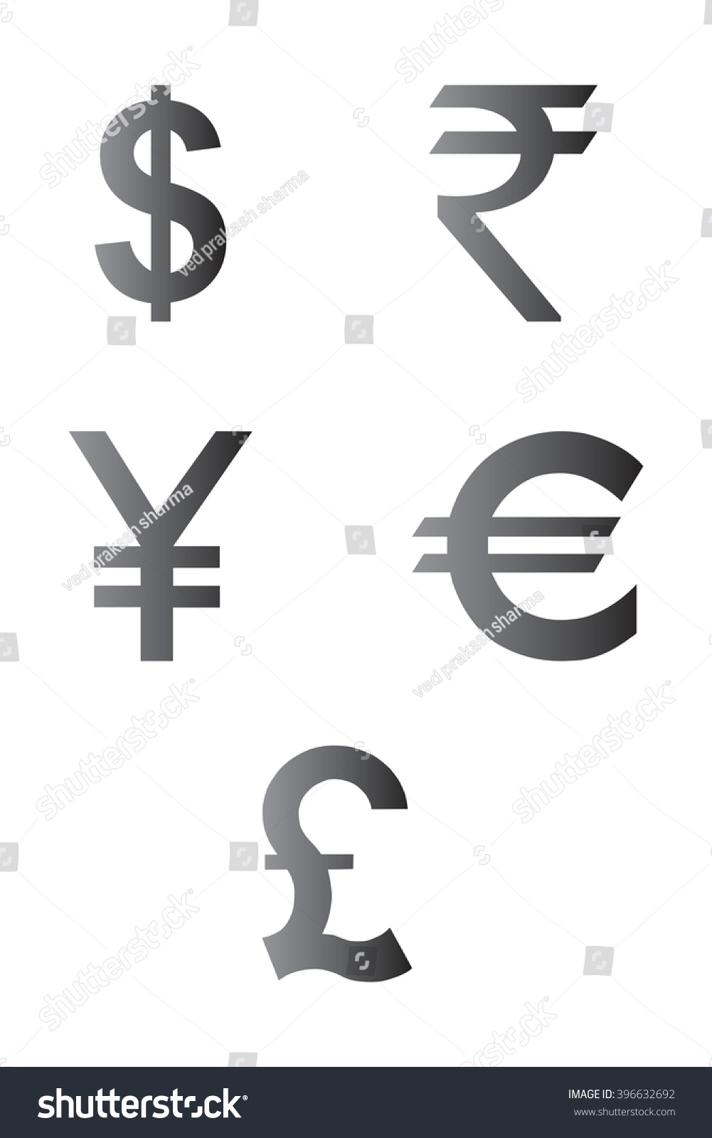 Dollar, Euro, Rupees, Pound And Yen Currency - Royalty Free Stock 