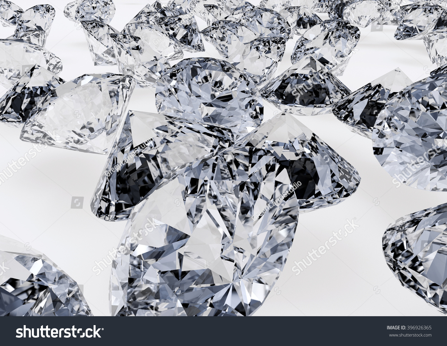Diamonds on gray background. Detailed illustration. #396926365