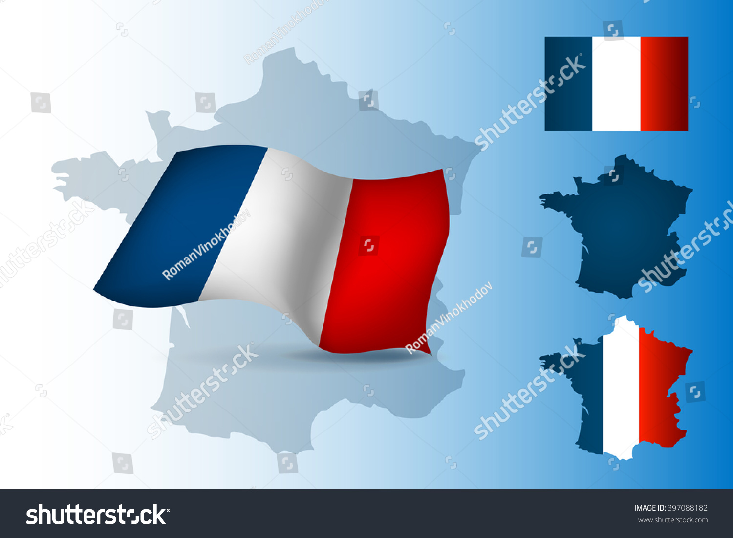 France vector map background with flags - Royalty Free Stock Vector ...