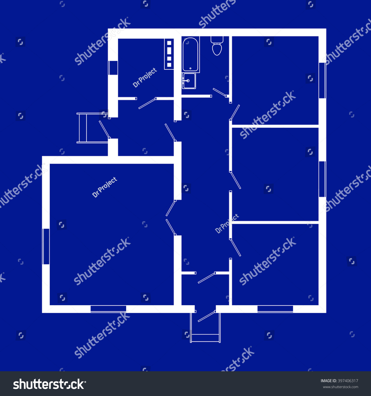 Blueprint floor plan of a modern apartment. - Royalty Free Stock Vector ...