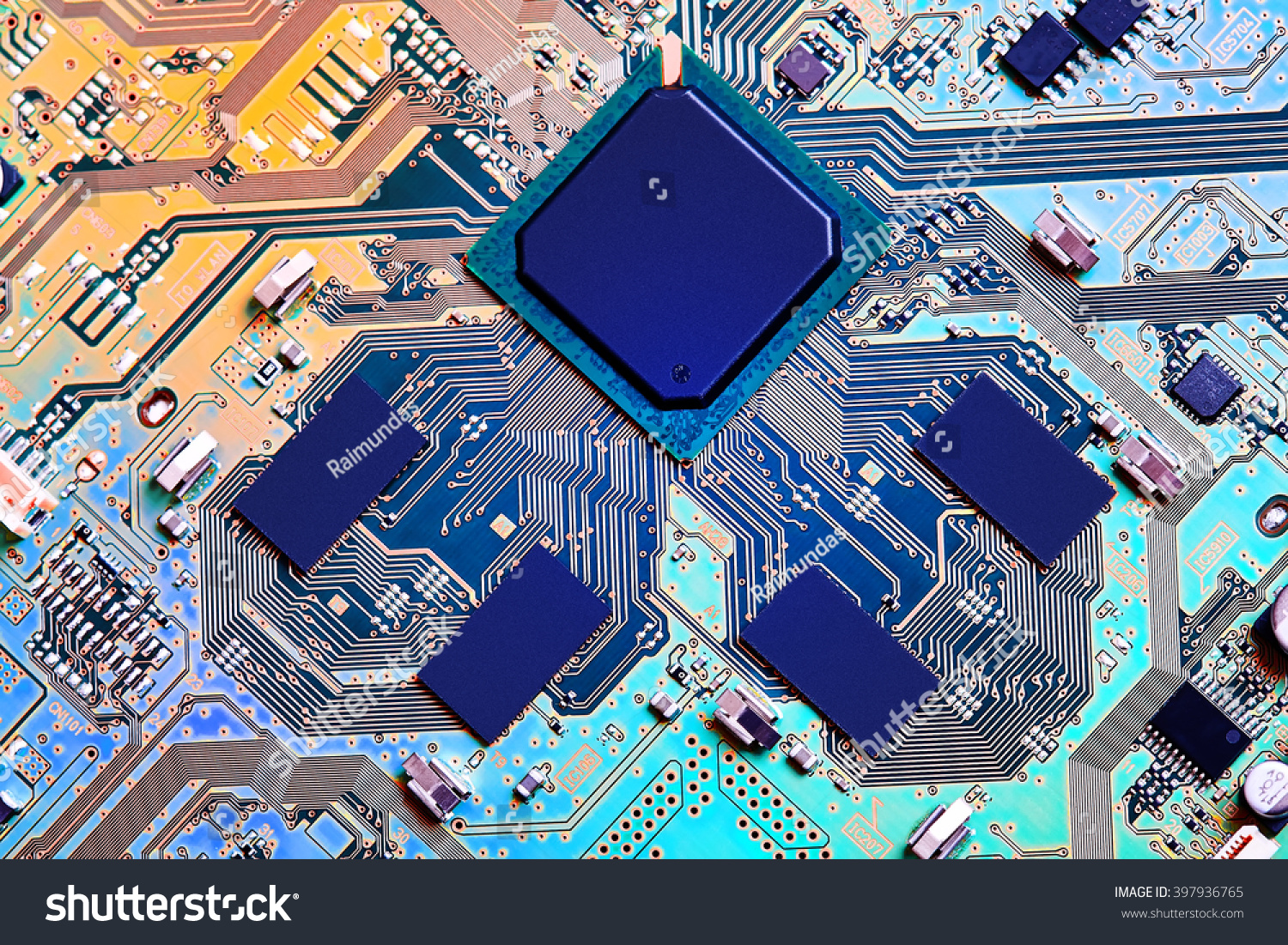 Electronic circuit board close up. #397936765