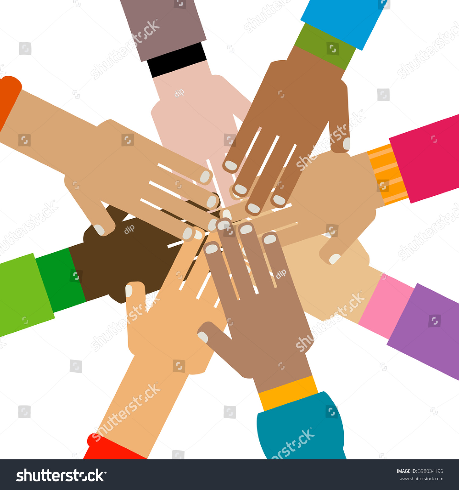 diversity hands together illustration - Royalty Free Stock Vector ...