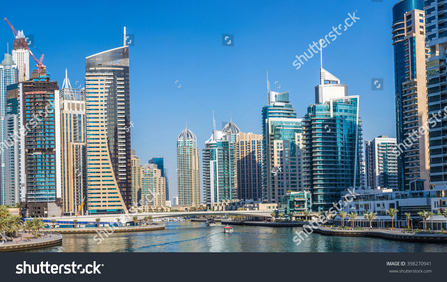 Panorama of Dubai Marina in a summer day, UAE #398270941