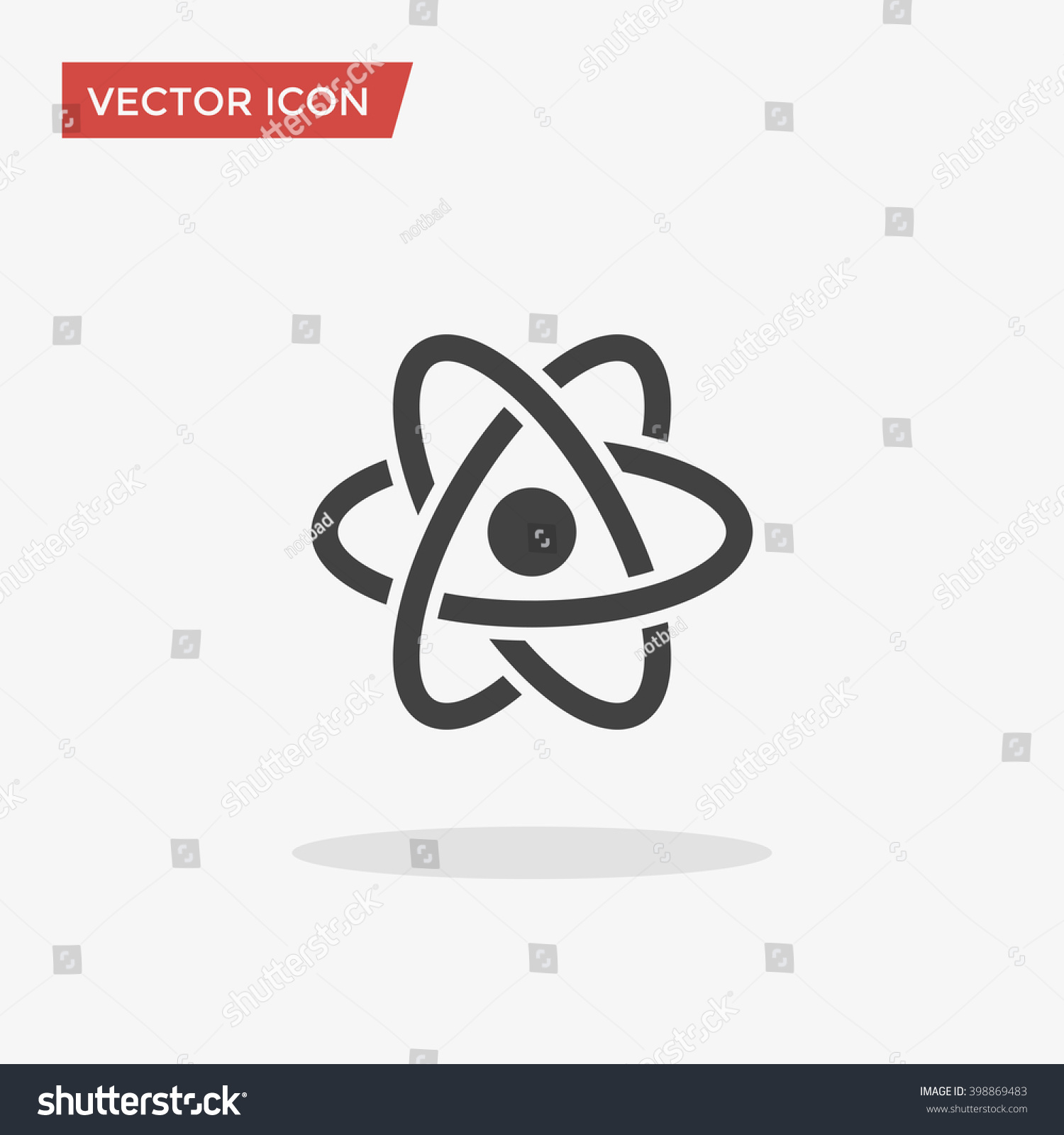 Atom Icon in trendy flat style isolated on grey background. Atom symbol for your web site design, logo, app, UI. Vector illustration, EPS10. #398869483