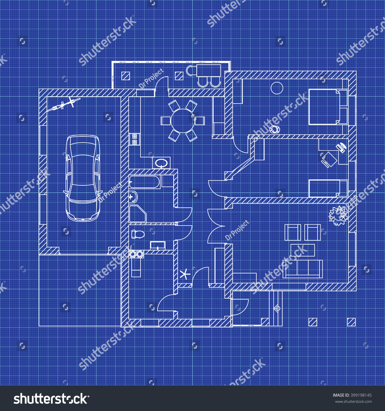 Blueprint floor plan of a modern apartment on - Royalty Free Stock ...