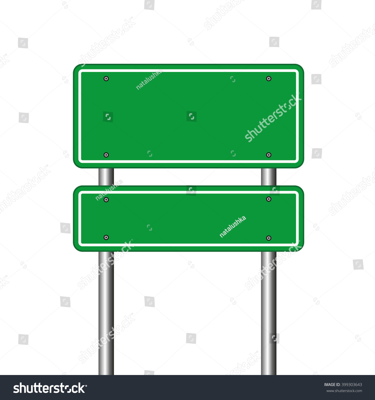 blank green road sign over white background #399303643