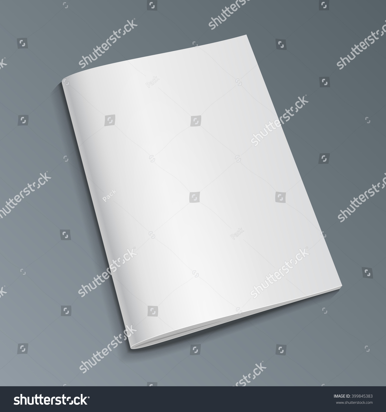 Mockup Blank Cover Of Magazine, Book, Booklet, Brochure. Illustration Isolated On Gray Background. Mock Up Template Ready For Your Design. Vector EPS10 #399845383