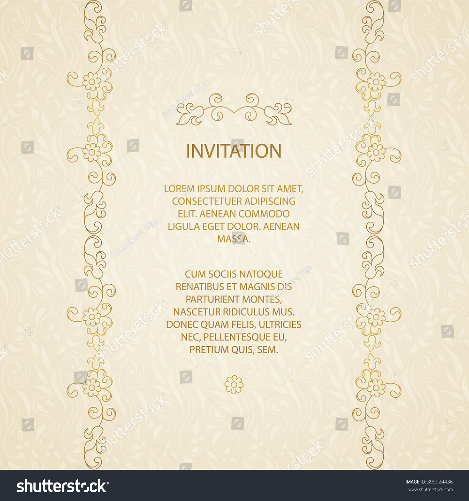 Vector decorative frame. Elegant element for design template, place for text. Floral border. Lace decor for birthday and greeting card, wedding invitation. #399924436