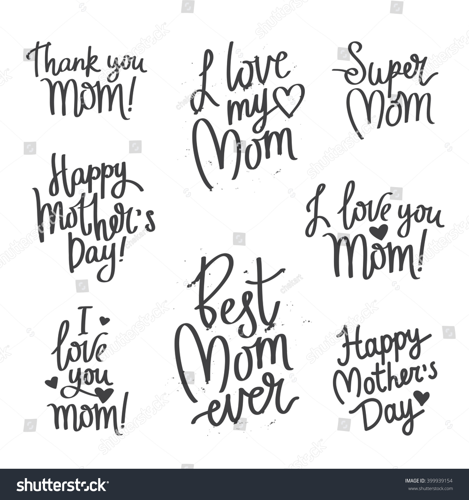 Quote I Love You Mom Fashionable calligraphy Excellent t card for Mother s Day