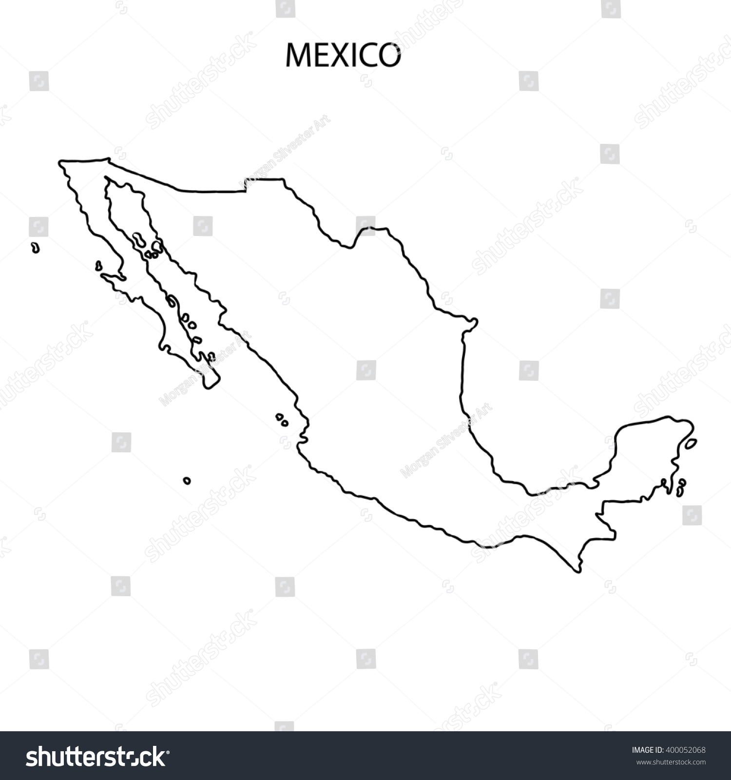 Mexico Map Outline - Royalty Free Stock Photo 400052068 - Avopix.com