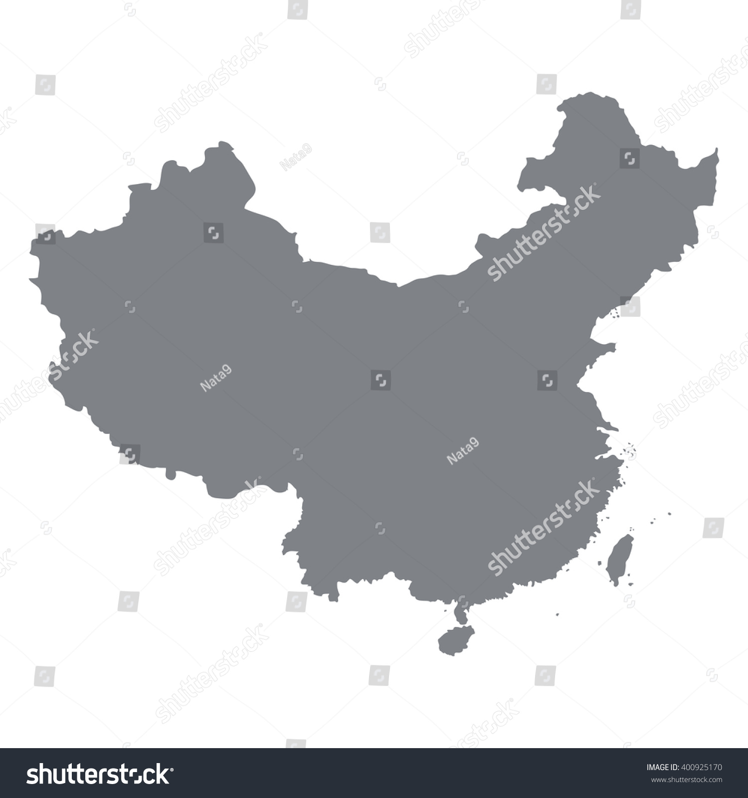 Map of China in gray on a white background - Royalty Free Stock Photo ...