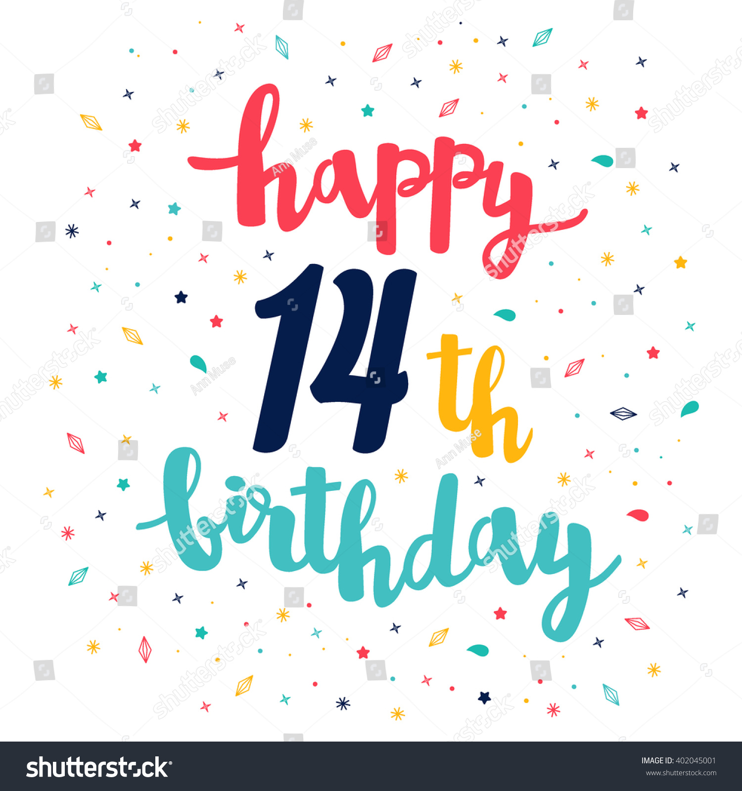 happy-14th-birthday-greeting-card-cute-pattern-royalty-free-stock