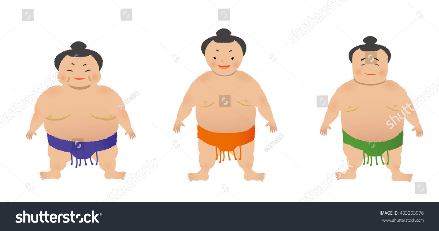 Japanese Sumo Wrestler Cartoon Character Set. - Royalty Free Stock ...