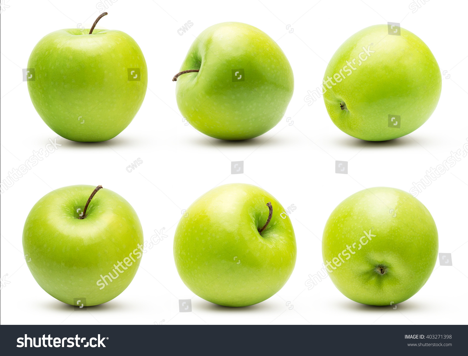 The Set of Prefect Cleaned Green Apple Isolated on White Background. #403271398