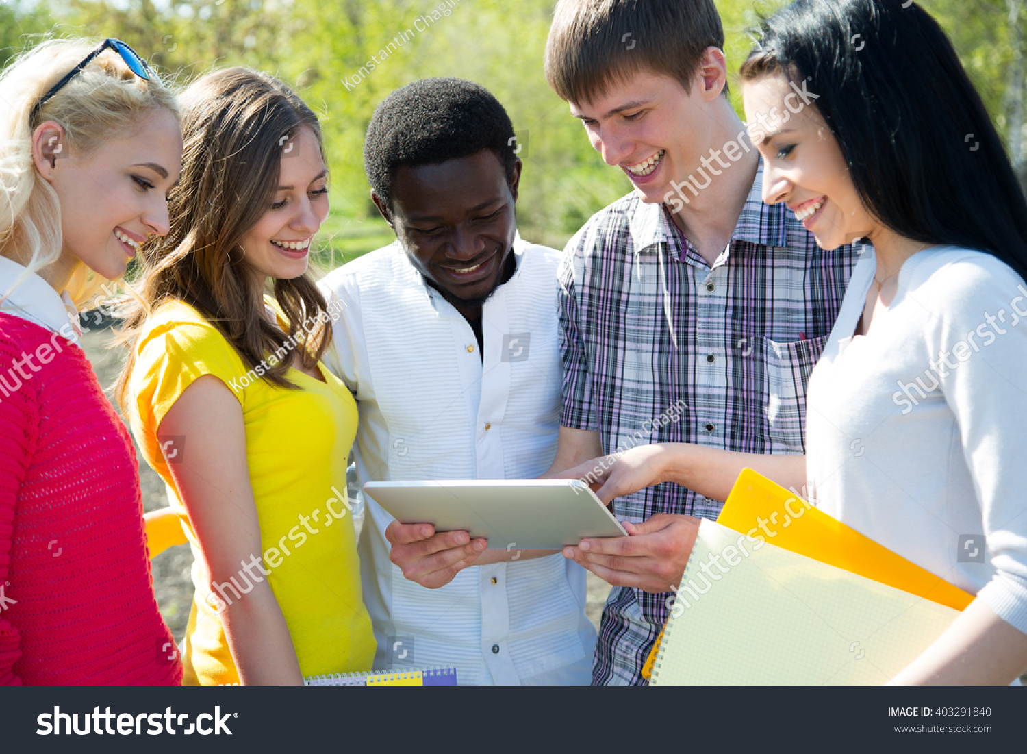 Group of student with notebook outdoor #403291840