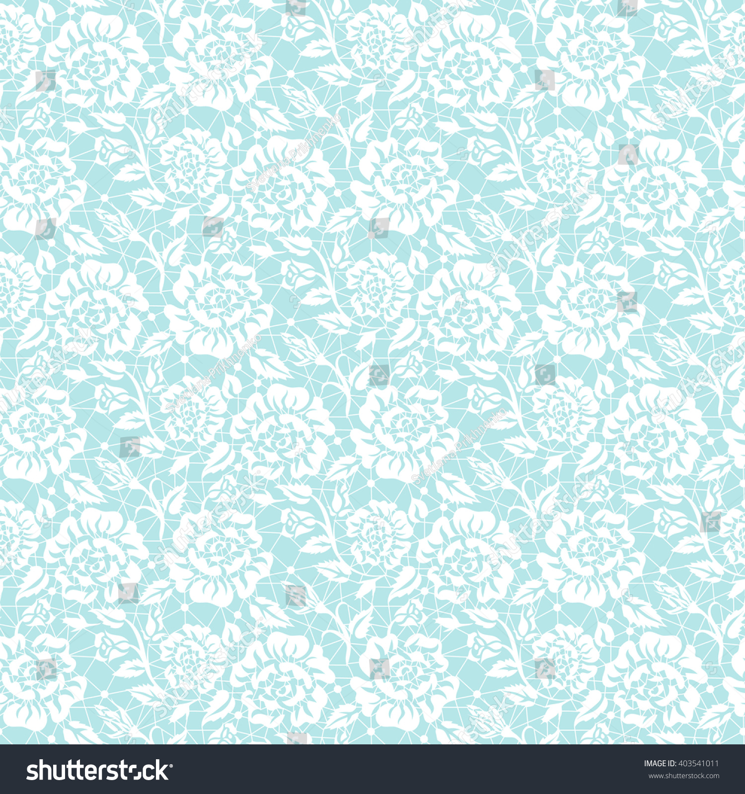 Seamless white lace background with floral pattern #403541011