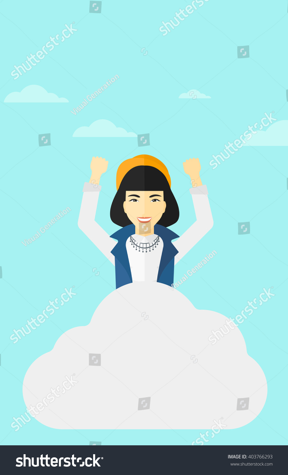 Woman Sitting On Cloud Royalty Free Stock Vector Avopix Com
