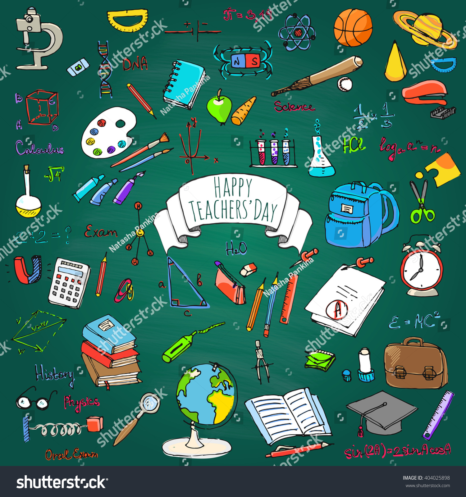 Royalty Free Happy Teachers Day Freehand Drawing 404025898 Stock
